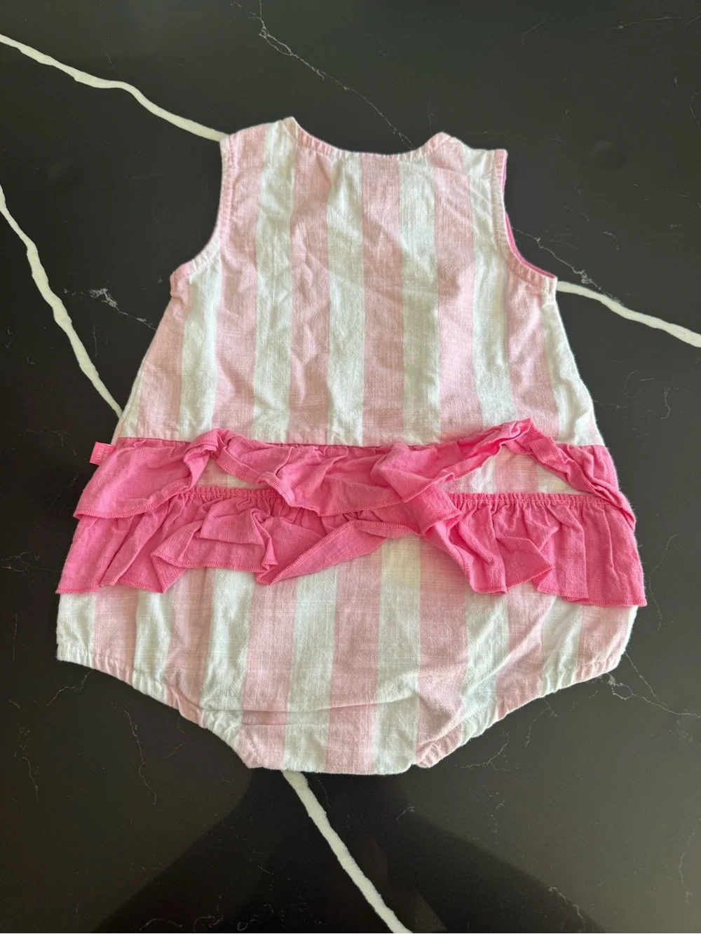 Pink & White Striped Baby Romper with Bow